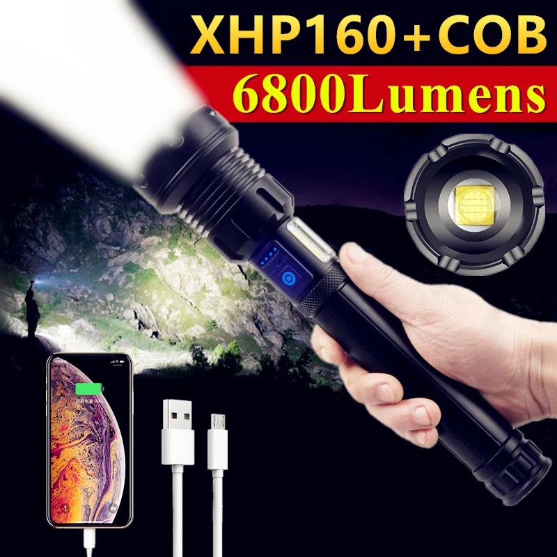   16 ھ XHP160 + COB  Ʈ LED 26650  ÷ Ʈ XHP70/P90 USB  LED   ķ